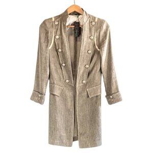 Stile Benetton Cotton Linen Military Style Jacket NWT